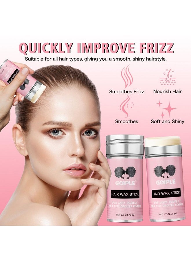 Goiple Hair Wax Stick - Long-Lasting, Smoothing & Slick Pomade Stick for Hair Wigs, Styling Waxes for Fly Away & Edge Frizz Hair, 2.7oz each