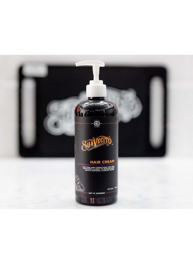 Suavecito Hair Cream Pump Bottle Medium Shine All Day Light Hold (16 oz)
