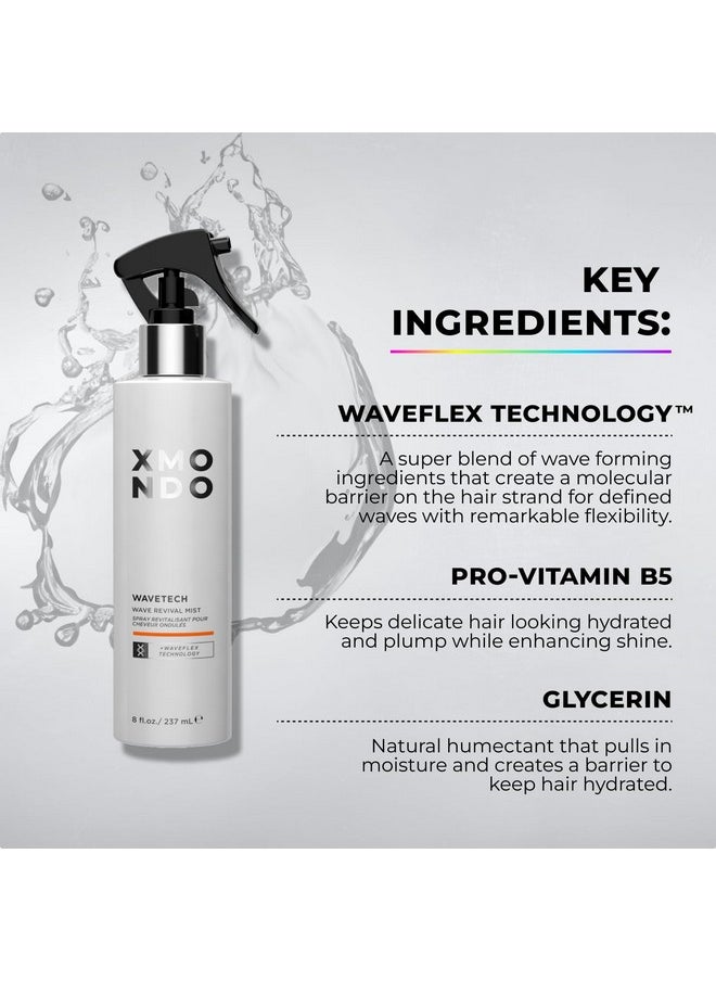 XMONDO Hair Wavetech Wave Revival Mist | Vegan Formula with Pro-Vitamin B5 and Essential Nutrients for Glowing Frizz Free Waves, 8 Fl Oz 1-Pack