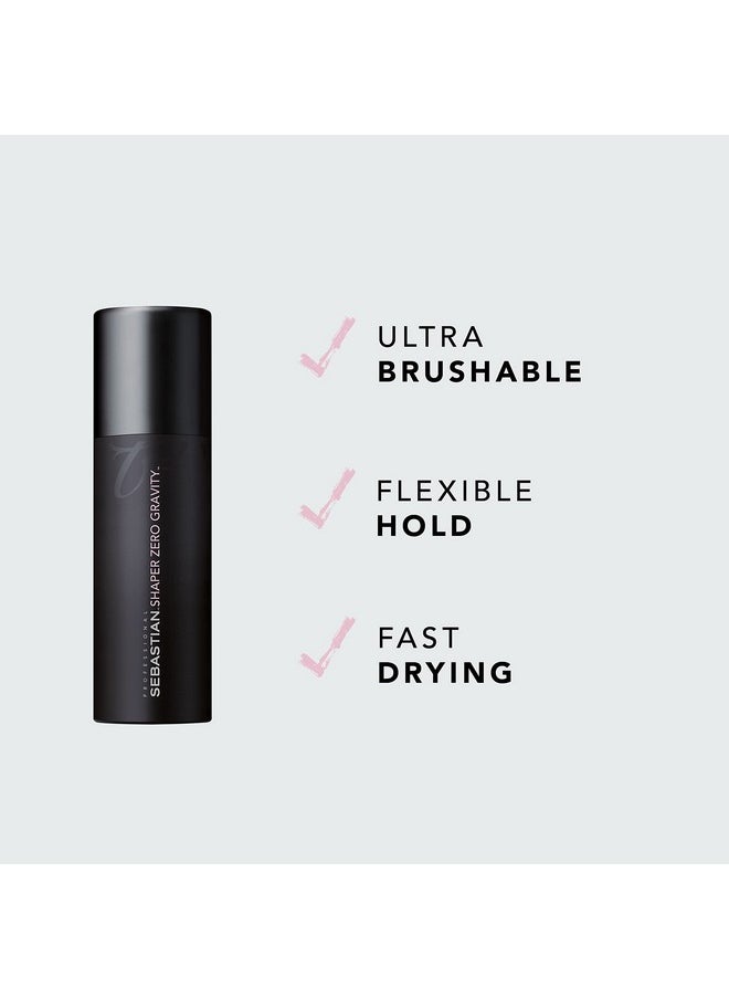 Sebastian Professional Shaper Zero Gravity, Light Control, Ultra Brushable, Fast Drying, Humidity Resistant, for All Hair Types, Travel Size, Mini Hairspray, 1.5 Oz
