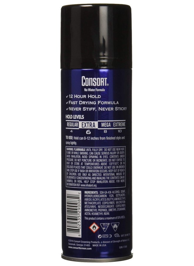 Consort For Men Hair Spray Unscented Extra Hold 8.30 oz (Pack of 3)