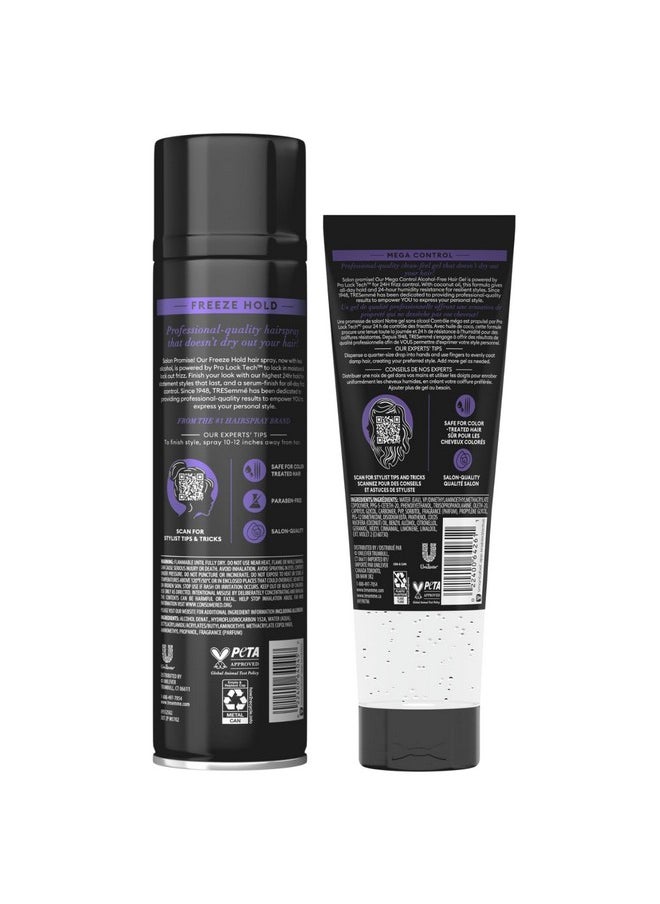 TRESemmé Styling Set - Freeze Hold Hairspray + Mega Control Alcohol-Free Gel, Anti-Humidity, Anti-Frizz (2 Piece Set)