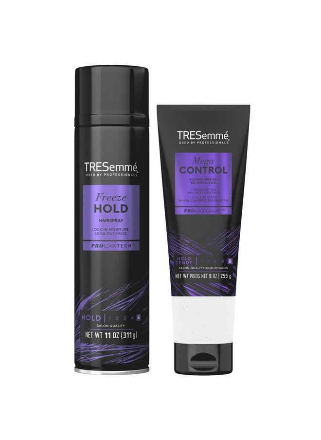 TRESemmé Styling Set - Freeze Hold Hairspray + Mega Control Alcohol-Free Gel, Anti-Humidity, Anti-Frizz (2 Piece Set)
