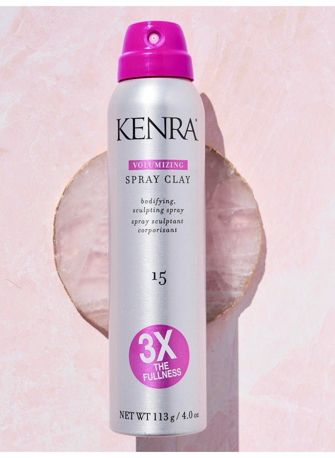 Kenra Volumizing Spray Clay 15 | Bodifying, Fullness Spray | 3X The Fullness | Medium Hold | Provides Texture & Volume With A Long-Lasting Finish | All Hair Types | 4 oz