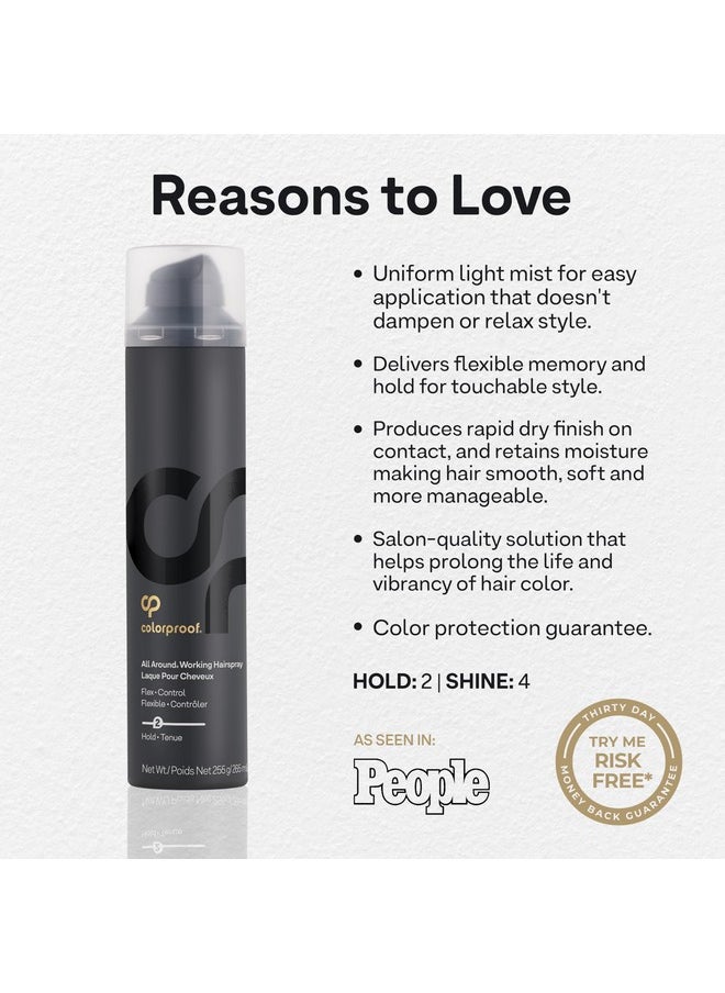 ColorProof All Around Working Hair Spray 9 Fl. Oz. Hair Spray Flexible Hold with Black Currant, Jasmine & Peach Scent, Sulfate Free Hairspray