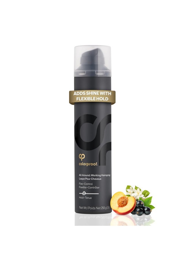 ColorProof All Around Working Hair Spray 9 Fl. Oz. Hair Spray Flexible Hold with Black Currant, Jasmine & Peach Scent, Sulfate Free Hairspray