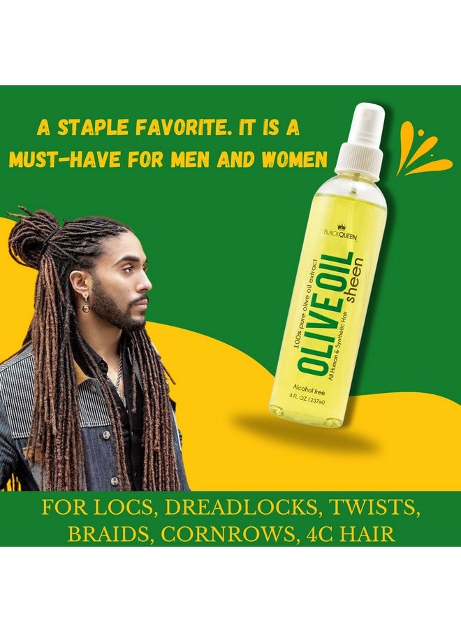 Black Queen Olive Oil Sheen Spray for Locs, Dreadlocks, Twists, Braids, Cornrows, 4C Hair - Moisturizing, Refreshing - 2 oz- Made in the USA (Pack of 1)