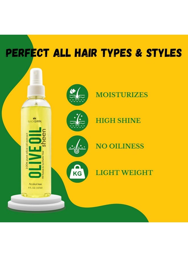 Black Queen Olive Oil Sheen Spray for Locs, Dreadlocks, Twists, Braids, Cornrows, 4C Hair - Moisturizing, Refreshing - 2 oz- Made in the USA (Pack of 1)