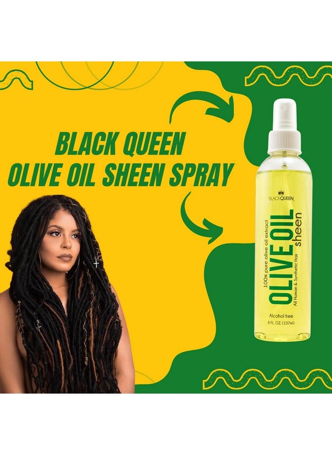 Black Queen Olive Oil Sheen Spray for Locs, Dreadlocks, Twists, Braids, Cornrows, 4C Hair - Moisturizing, Refreshing - 2 oz- Made in the USA (Pack of 1)