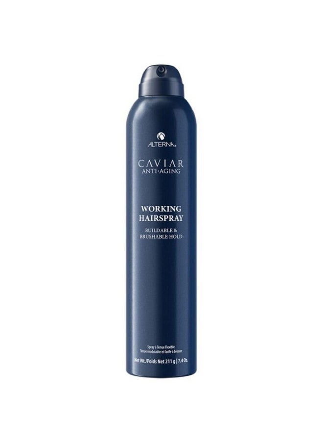 Alterna Caviar Working Hairspray | Buildable, Brushable Hold | Helps Control Frizz & Adds Shine | Sulfate Free, 7.4 Fl Oz (Packaging May Vary)