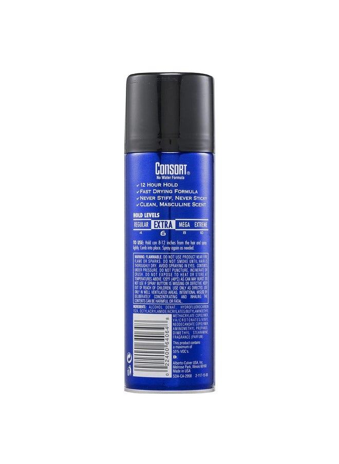 Consort Extra Hold Unscented Aerosol Hair Spray for Men, 8.3 oz - The Ultimate Mens Hairspray for Thin Hair and Mens Grooming Needs, Dry Look Styling