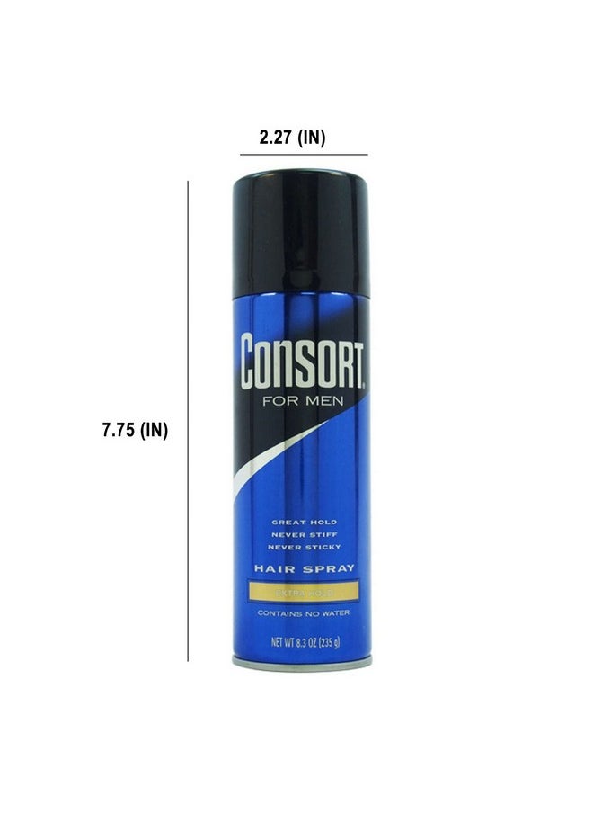 Consort Extra Hold Unscented Aerosol Hair Spray for Men, 8.3 oz - The Ultimate Mens Hairspray for Thin Hair and Mens Grooming Needs, Dry Look Styling