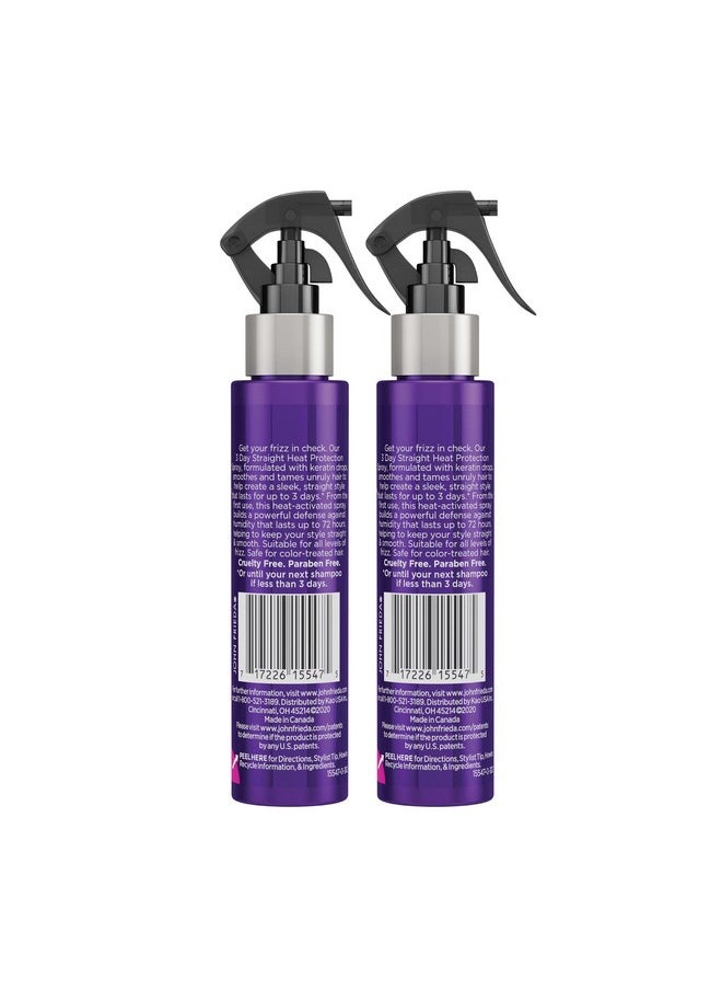 John Frieda Frizz Ease 3 Day Straight Heat Protection Spray, Keeps Hair Straight and Frizz-Free for 3 Days, Keratin-Infused Flat Iron & Styling Spray for a Smooth, Sleek Finish, 3.5 Oz, Pack of 2