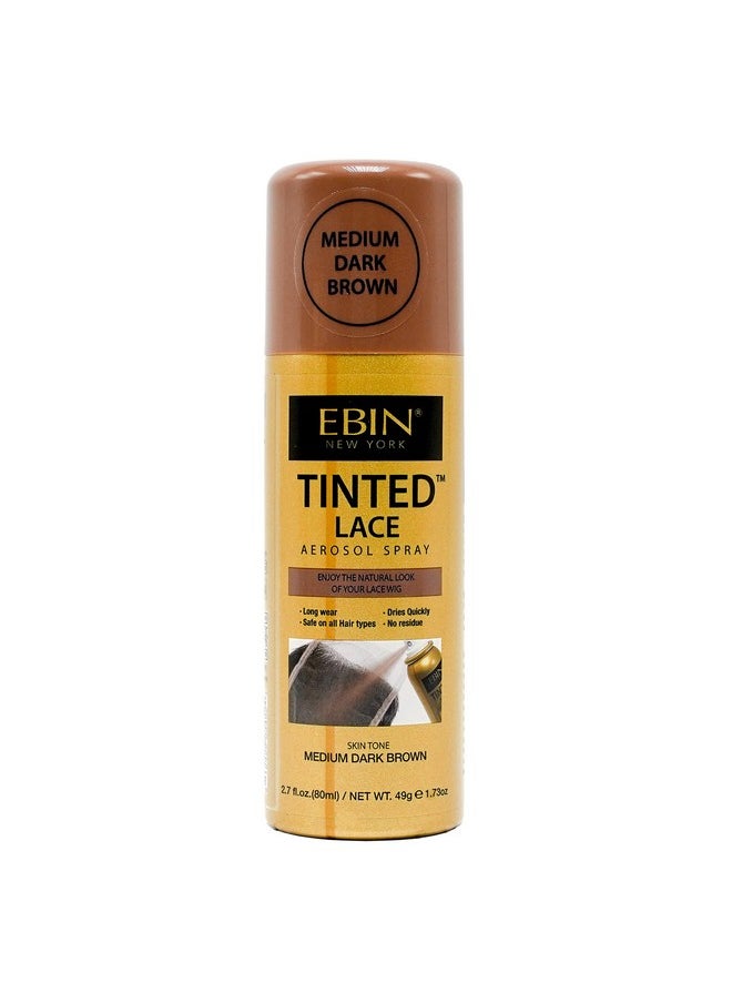 EBIN NEW YORK Tinted Lace Spray - Medium Dark Brown 2.7oz/ 80ml, Quick dry, Water Resistant, No Residue, High pigmentation, Even Spray, Matching Skin Tone, Natural Look, Tinted Spray for Wig
