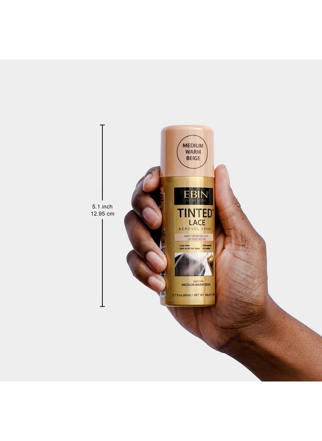 EBIN NEW YORK Tinted Lace Spray - Medium Dark Brown 2.7oz/ 80ml, Quick dry, Water Resistant, No Residue, High pigmentation, Even Spray, Matching Skin Tone, Natural Look, Tinted Spray for Wig