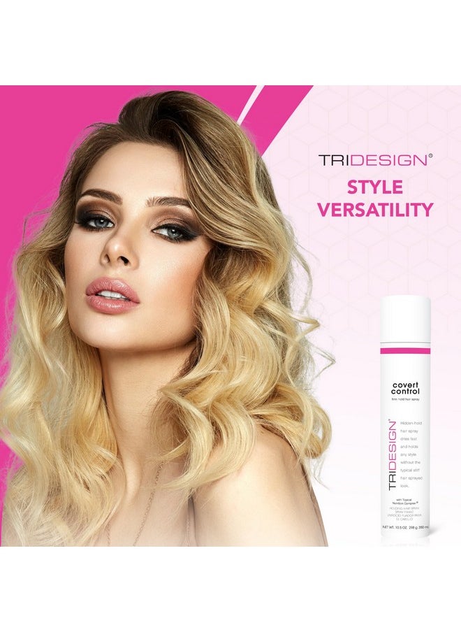 TRI Design Covert Control - Fast-Drying Hairspray for Women and Men, Strong Hold and Hair Setting, Provides Hidden Control, 10.5 Oz