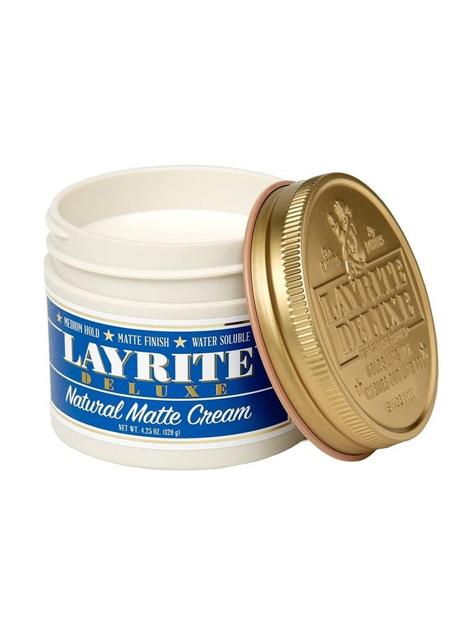 Layrite Natural Matte Cream, Basic, White, Mild Cream Soda, 4.25 Ounce