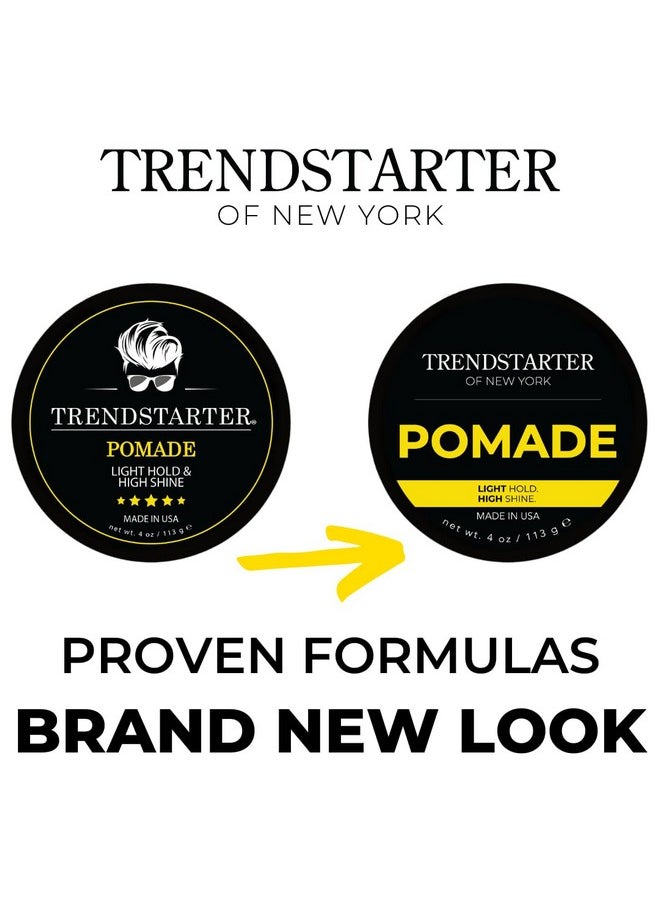 TRENDSTARTER - CLASSIC POMADE (4oz) - Light Hold - High Shine - Water-Based Pomade - All-Day Smooth Wet Look Finish - Non-Crispy Formula - Premium Hair Styling Products