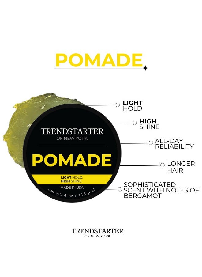 TRENDSTARTER - CLASSIC POMADE (4oz) - Light Hold - High Shine - Water-Based Pomade - All-Day Smooth Wet Look Finish - Non-Crispy Formula - Premium Hair Styling Products