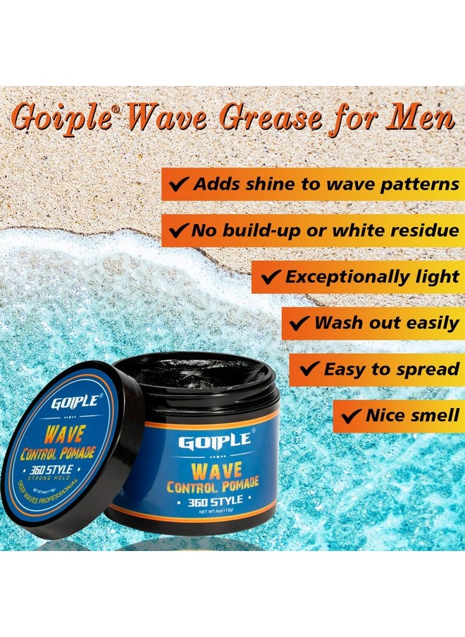 Natural Wave Pomade for Men Strong Hold, Easy Wash 360 Wave Training Hair Cream, Waves Grease for Men Water-Based Hair Cream for Wave, Moisture, Control and Silky Shine, Wave Pomade for Black Men 4oz