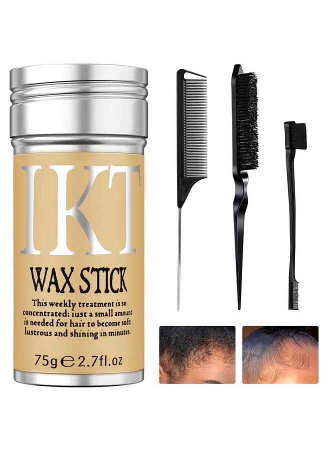 Hair Wax Stick for Wigs with Brushes Bed Head Stick Edge Control Slick Stick Hair Pomade Stick Non-greasy Styling Wax 2.7 Oz, Long Lasting, Temporary Hair Styling Product for Edge Frizz Hair