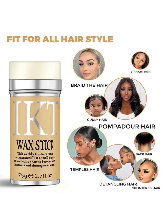 Hair Wax Stick for Wigs with Brushes Bed Head Stick Edge Control Slick Stick Hair Pomade Stick Non-greasy Styling Wax 2.7 Oz, Long Lasting, Temporary Hair Styling Product for Edge Frizz Hair