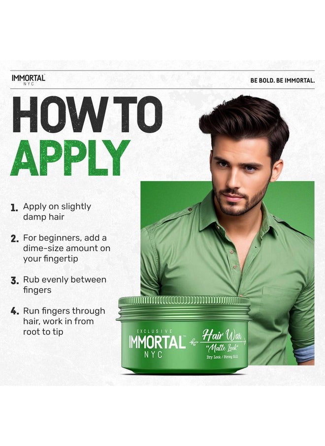 Immortal NYC Matte Look Hair Wax, 1, Provides strong hold, matte finish, natural look, extra volume, all-day control, and washes out easily.
