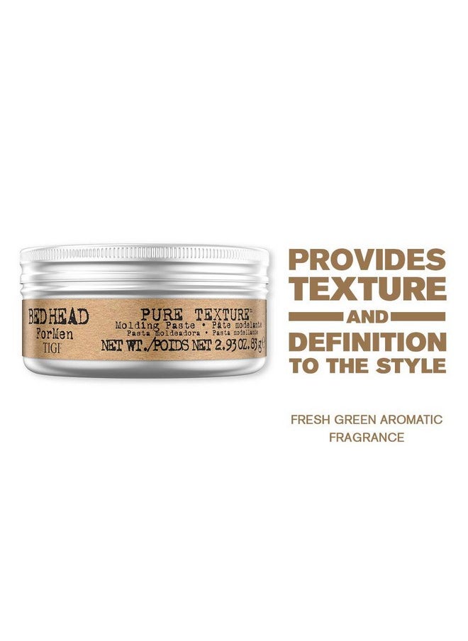 TIGI Bed Head for Men Pure Texture Hair Molding Paste - Use for Texture & Separation - Versatile Cream-to-Paste Fusion - For Men's Hairstyles - Use on Damp & Dry Hair - 2.93 oz (2 Pack)