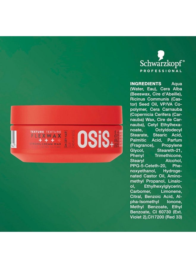 OSiS+ Flexwax - Ultra Strong Cream Wax, 2.8 oz - Long-lasting Hold for Creative Hair Styling - Moldable Texturizing Product for Wild Hair Styling and Shine - Washes Out Easily