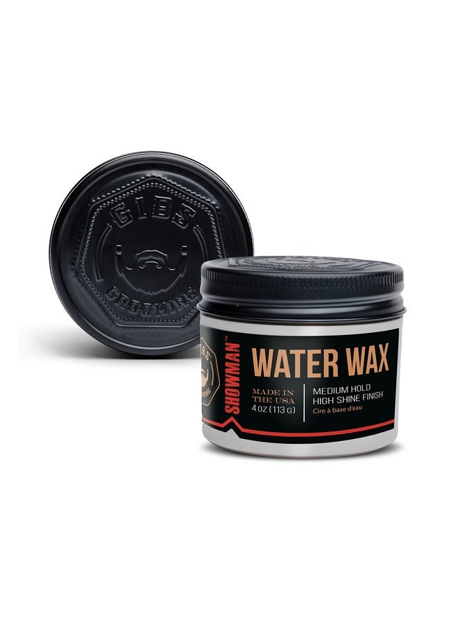 GIBS Water Wax, SHOWMAN-Medium Hold, Healthy High Shine, Water Based, made in USA, 4oz