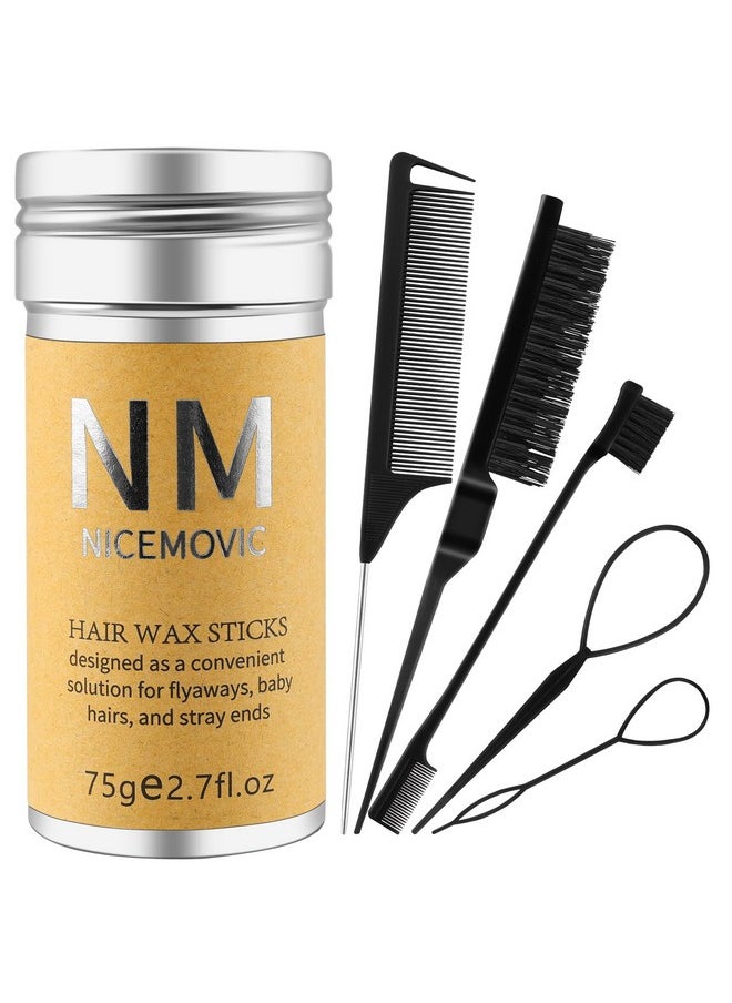 Hair Wax Stick Set for Flyaways Hair Accessories for Women Girl Teen Girls Trendy Stuff, Hair Styling Tools Slick Stick Baby Hair Gel, Christmas/Birthday Gifts Stocking Stuffers for Women Kids (Black)