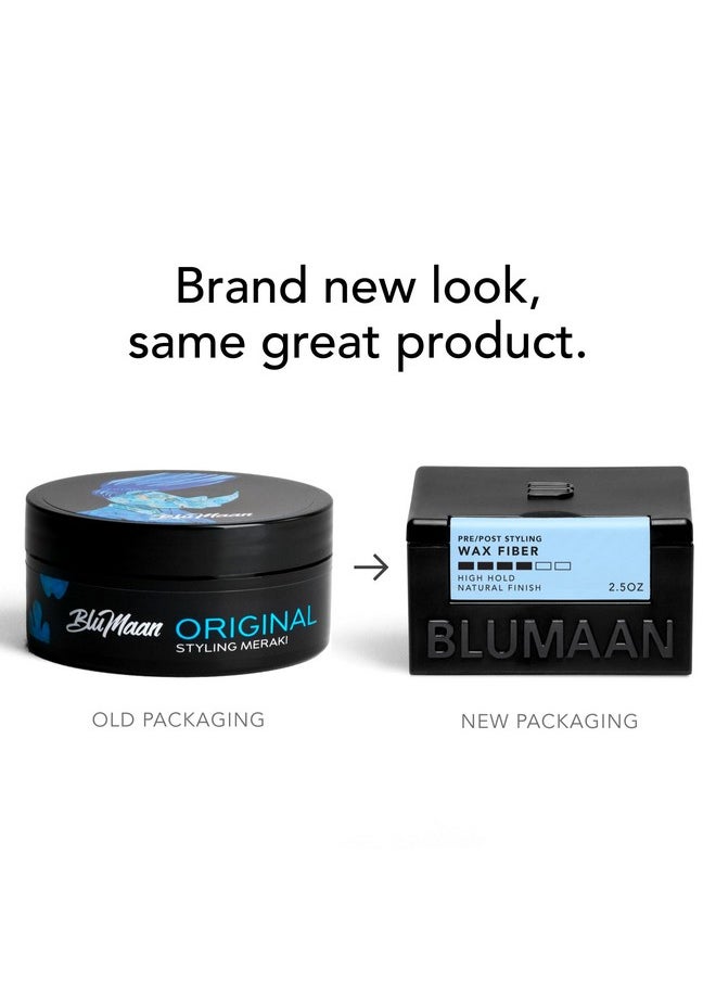 BluMaan Original Styling Meraki - Men's Wax Fiber Hair Styler for All-Day Hold - Adds Volume & Controls Hair - Natural Finish with Heat Protectant - Great For All Hair Types - 2.5 oz (74 ml)