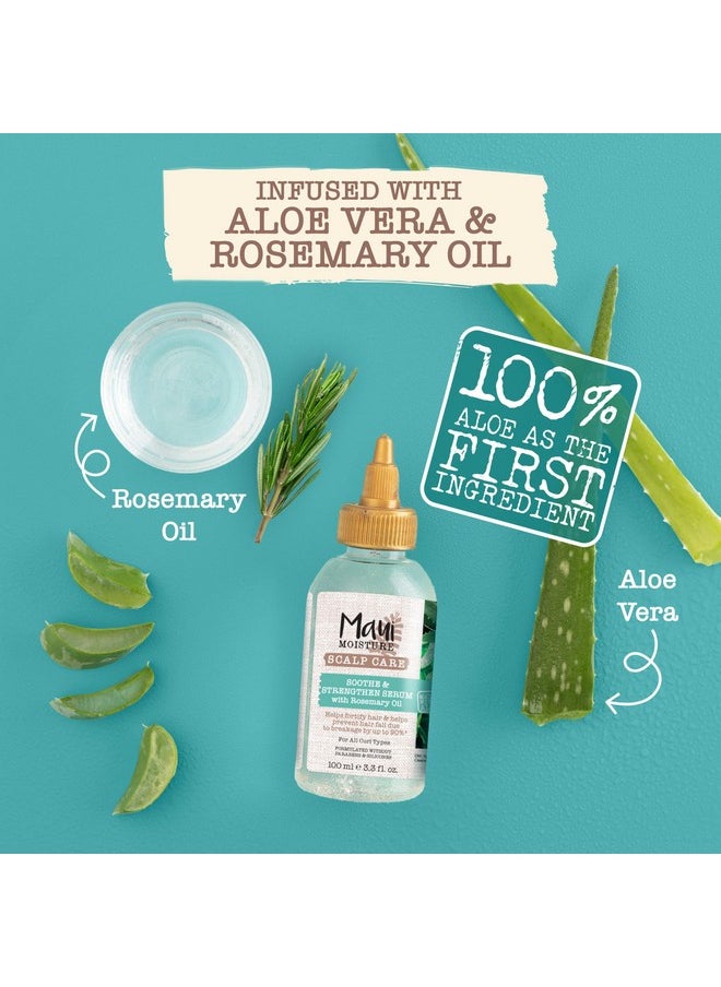 Maui Moisture Scalp Care Soothe & Strengthen Hair Serum with Rosemary Oil, Curly Hair Serum With Aloe Vera Helps Prevent Scalp Dryness & Strengthen Hair, Silicone-Free, 3.3 fl. Oz