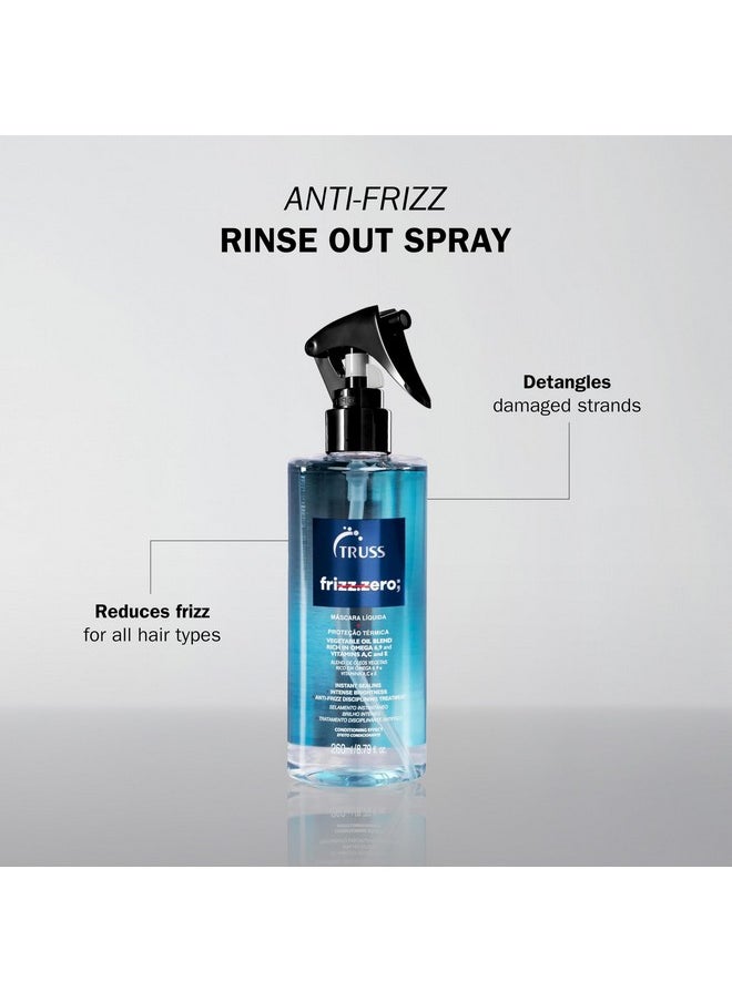 TRUSS Frizz Zero Liquid Hair Mask - Anti Frizz Treatment Spray with Thermal Heat Protection For Blow Drying, Flat Irons and Curling Irons - Detangler Spray Instantly Detangles Damaged Strands