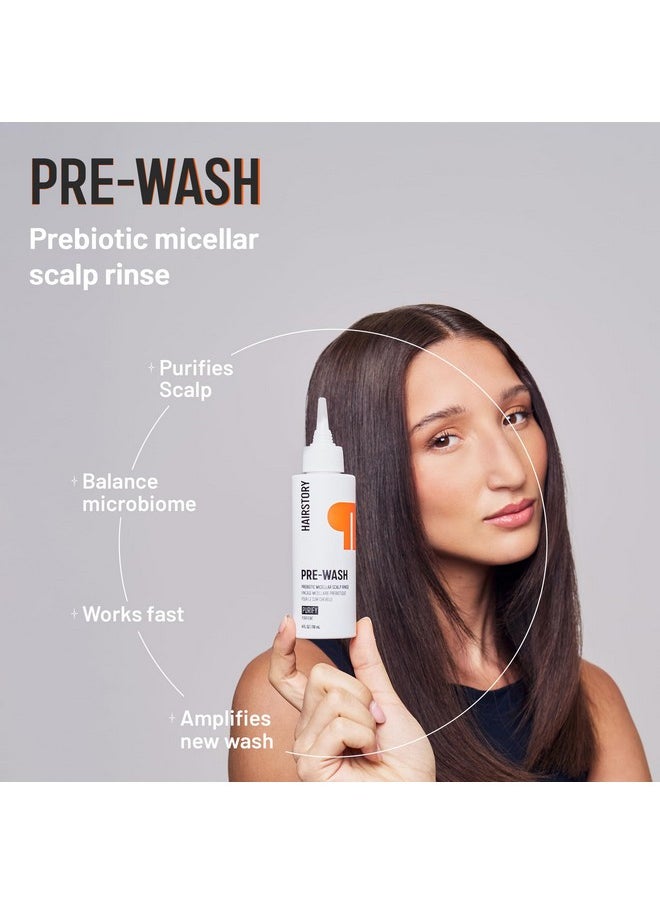 Hairstory Pre-Wash, Prebiotic Micellar Scalp Rinse, Refreshing Deep Clean for Hair, Removes Product Buildup, Oil & Dirt, Balances Scalp Microbiome, 4oz