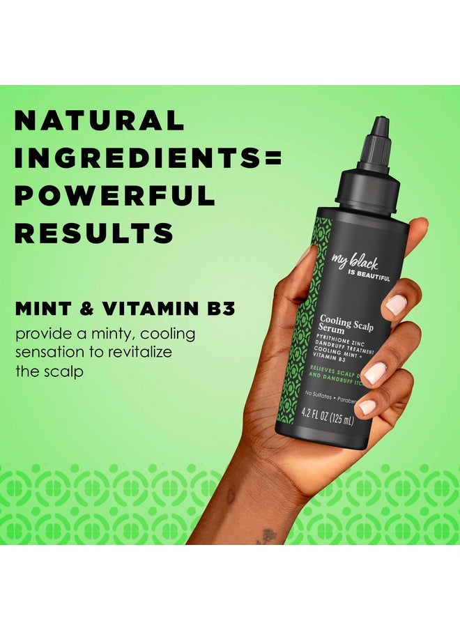 MY BLACK IS BEAUTIFUL Cooling Scalp Serum, Dandruff Treatment, For Coily Hair and Protective Styles, Dry and Itchy Scalp Treatment With Pyrithione Zinc, With Cooling Mint, Sulfate Free, 4.2 fl oz