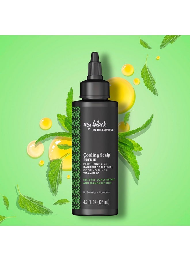 MY BLACK IS BEAUTIFUL Cooling Scalp Serum, Dandruff Treatment, For Coily Hair and Protective Styles, Dry and Itchy Scalp Treatment With Pyrithione Zinc, With Cooling Mint, Sulfate Free, 4.2 fl oz