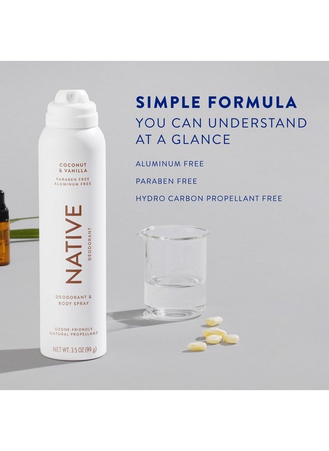 Native Deodorant & Body Spray Contains Naturally Derived Ingredients | Deodorant for Women and Men, All Day Odor Protection, Aluminum and Hydrocarbon Propellant Free | Coconut & Vanilla