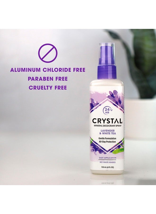 CRYSTAL™ Mineral Deodorant Spray- Body Deodorant With 24-Hour Odor Protection, Lavender & White Tea Spray, Non-Staining, Aluminum Chloride & Paraben Free, 4 FL OZ - Pack of 2