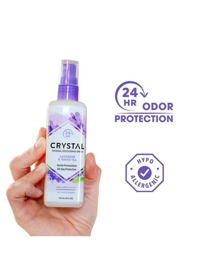 CRYSTAL™ Mineral Deodorant Spray- Body Deodorant With 24-Hour Odor Protection, Lavender & White Tea Spray, Non-Staining, Aluminum Chloride & Paraben Free, 4 FL OZ - Pack of 2