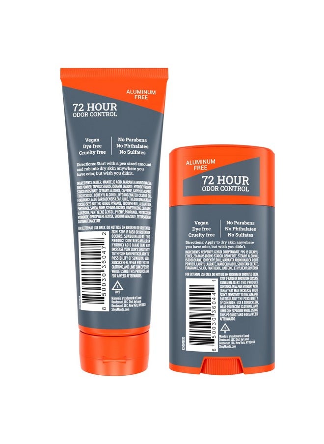 Mando Whole Body Deodorant - Invisible Cream Tube and Solid Stick - 72 Hour Odor Control - Aluminum Free, Baking Soda Free, Skin Safe - 3.0 Ounce Tube and 2.6 Ounce Solid Stick Bundle - Mt Fuji