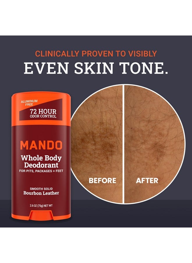 Mando Whole Body Deodorant For Men - Smooth Solid Stick - 72 Hour Odor Control - Aluminum Free, Baking Soda Free, Skin Safe - 2.6 Ounce (Pack of 2) - Bourbon Leather