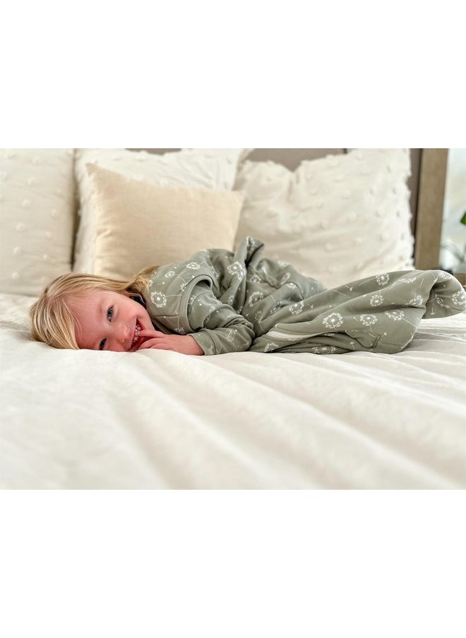 Owlivia Baby Sleep Sack Organic Cotton Sleeping Bag with- 2.5tog Sleeping Bag with 2-Way Zipper, Boys Girls Swaddle Transition Sleep Sack (2.5tog Green Dandelion, 18-24 Months)