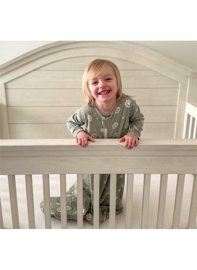 Owlivia Baby Sleep Sack Organic Cotton Sleeping Bag with- 2.5tog Sleeping Bag with 2-Way Zipper, Boys Girls Swaddle Transition Sleep Sack (2.5tog Green Dandelion, 18-24 Months)