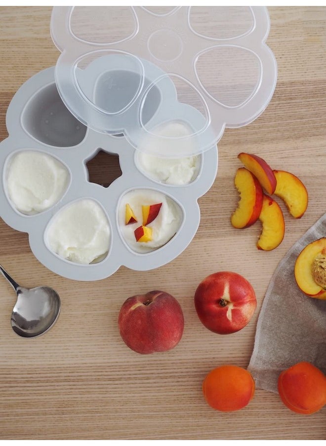 Multiportions Premium Quality Silicone Baby Food Freezer Tray With Clip On Lid, Baby Food Storage Container Ice Cube Tray Maker For Homemade Baby Food, Baby Essentials, 5 Oz, Cloud