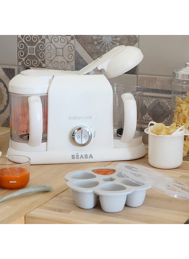 Multiportions Premium Quality Silicone Baby Food Freezer Tray With Clip On Lid, Baby Food Storage Container Ice Cube Tray Maker For Homemade Baby Food, Baby Essentials, 5 Oz, Cloud