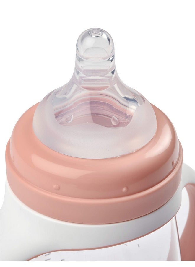 2-In-1 Baby Bottle To Training Sippy Cup, Learning Cup, Baby Bottle Nipple And Soft Silicone Sippy Spout, Spill Proof, Baby, Toddler 7 Oz (Rose)