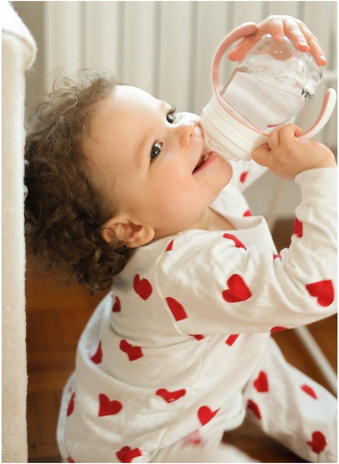 2-In-1 Baby Bottle To Training Sippy Cup, Learning Cup, Baby Bottle Nipple And Soft Silicone Sippy Spout, Spill Proof, Baby, Toddler 7 Oz (Rose)