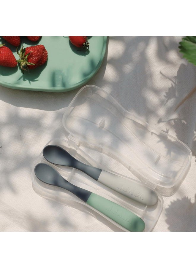 Baby'S First Foods Spoon Set With Travel Case, Two Tone Silicone Baby Spoons, Baby Essentials, Baby Spoons, Travel Set, Baby Gifts, Mineral