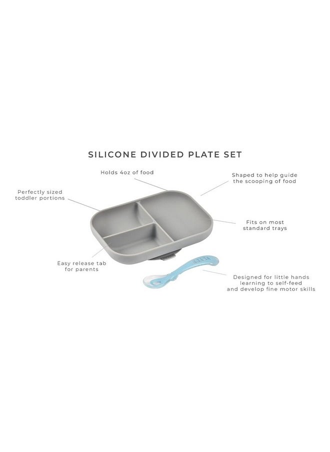 Silicone Suction Plates For Baby, Made With High Grade Food Safe Silicone, Toddler Plates, Toddler Dishes, Silicone Baby Plates With Suction Bottom, Incl. Plate & Silicone Spoon, Rose